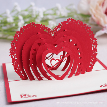 FQ marca atacado casamento convite personalizado 3d vermelho coração amor cartão